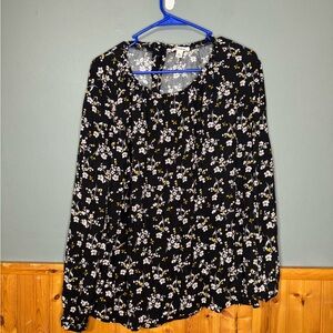 Goodthreads‎ Black Floral Blouse XXL GUC